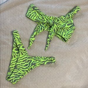 Neon zebra print bikini
